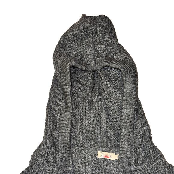 Faherty Wisp Waffle Sweater Hoodie Women's Size M Storm Grey Wool Blend - Picture 2 of 7